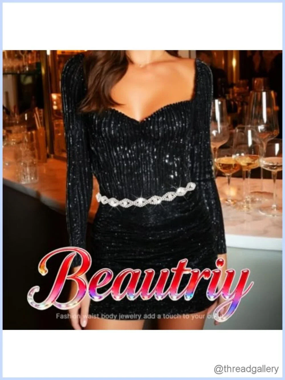 Rhinestone Chain Belt Sparkly Diamond Waist Accessory for Women